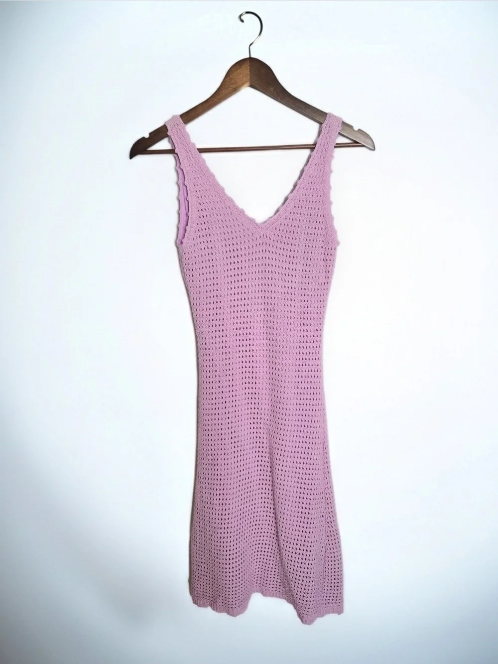 BB Dakota Steve Madden Day Party Pink Crochet Mini V-Neck Dress Womens Size XS